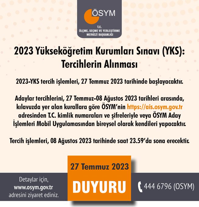 Yks Terci̇h Kilavuzu 2023 Yayinlandi! | Siirt Olay Haber