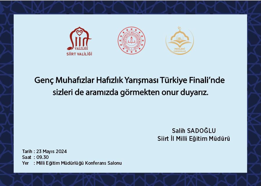 Siirt’te Genç Muhafızlar Hafızlık Yarışması Finaline Davet | Siirt Olay Haber