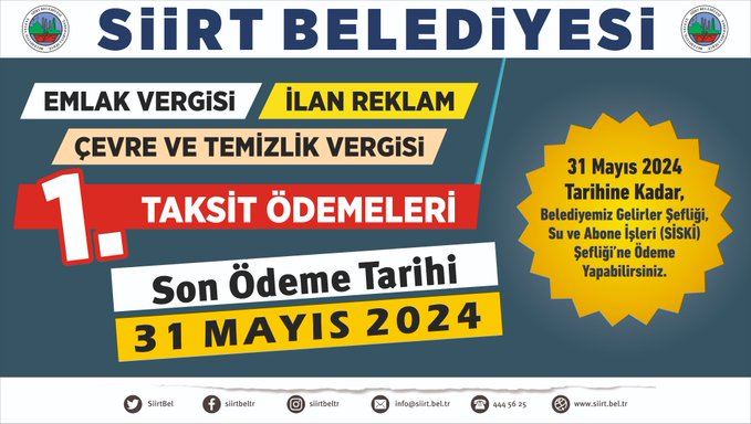 Siirt’te Belediye Vergileri İçin Son Günler! | Siirt Olay Haber