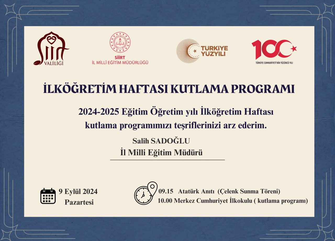 Siirt’te Eğitim Haftası Kutlama Programı Düzenlenecek