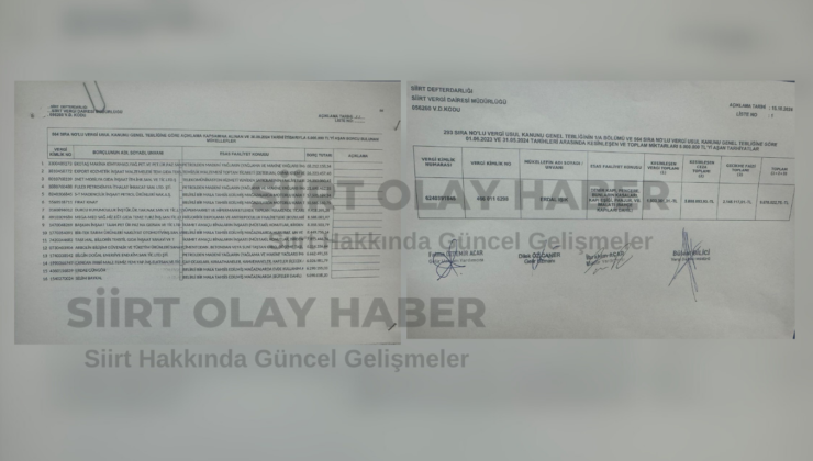 Siirt’Te Vergi Yüzsüzleri Bakın Hangi Firmalar Çıktı?