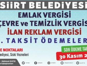 Siirt’te Vergiler İçin Son Ödeme Tarihi