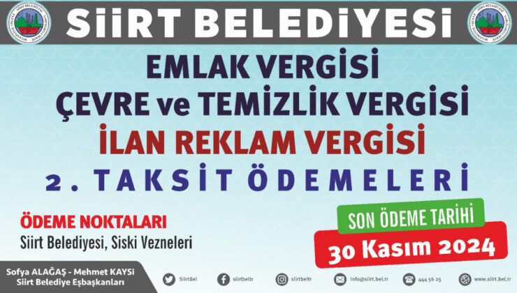 Siirt’te Vergiler İçin Son Ödeme Tarihi