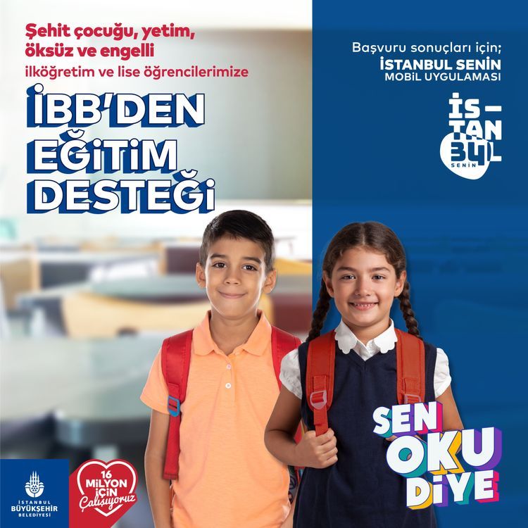 ‘SEN OKU DİYE’ İBB’DEN 300 MİLYON LİRA DESTEK