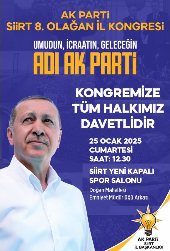 AK Parti Siirt 8. İl Kongresi’ne Davet