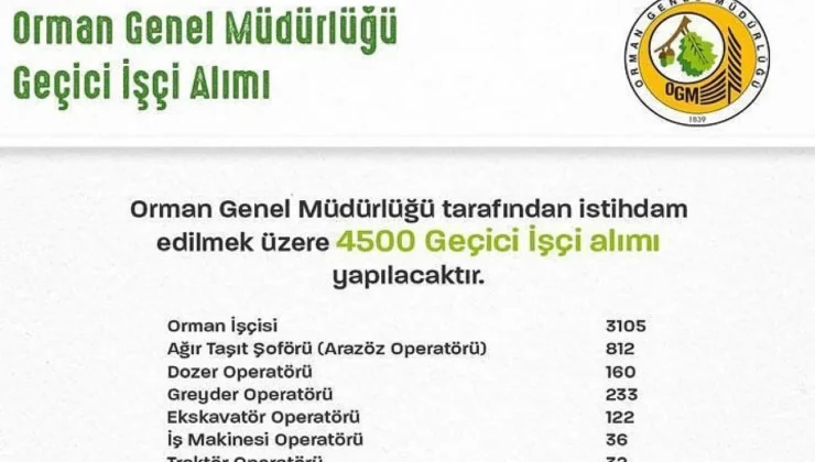 Orman Genel Müdürlüğü 4.500 Geçici İşçi Alımı Yapacak, Siirt’e 10 Kişilik Kontenjan Ayrıldı | Siirt Olay Haber